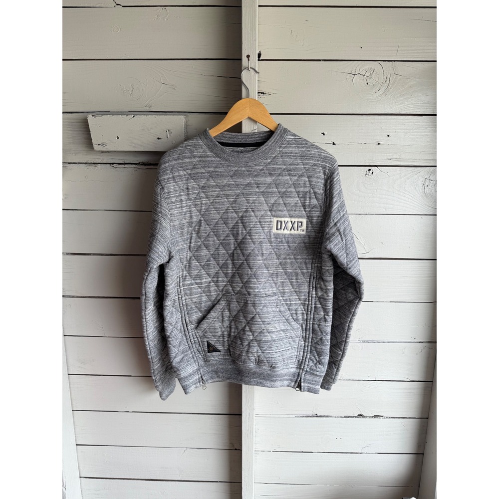 10 Deep DXXP Quilted Crewneck Sweatshirt Mens M Grey Heather Side Zip Pullover